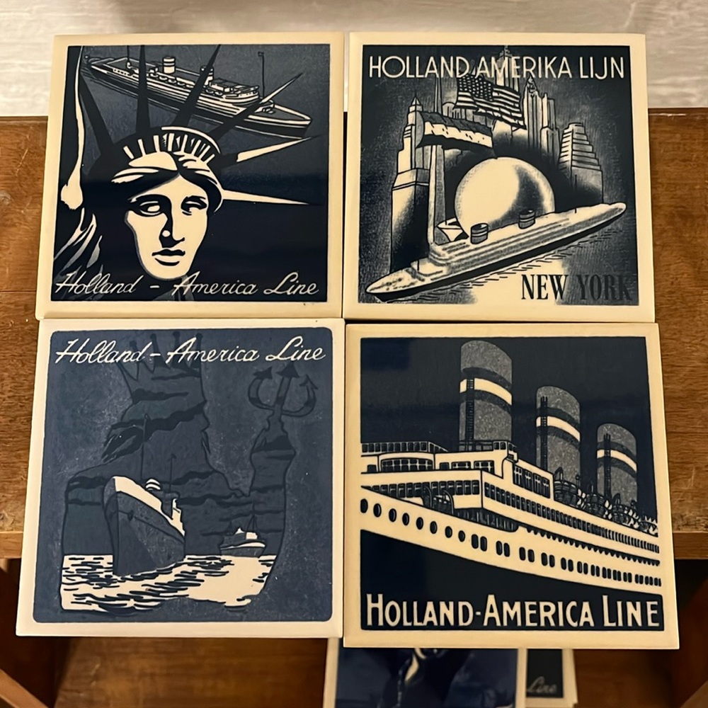 Holland America Cruise Line Ceramic Tile 4 in Set New York
